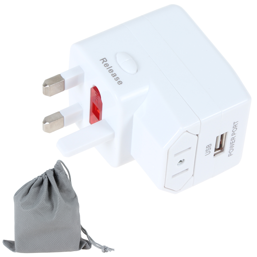 all in one us / uk / eu power plug world travel universal international plug adapter converter ac power charger with usb socket