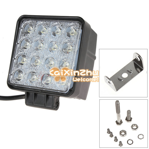 3200lm 48w high power square car offroad led working light off road led work lamp with 16x 3w bead leds for truck atv boat