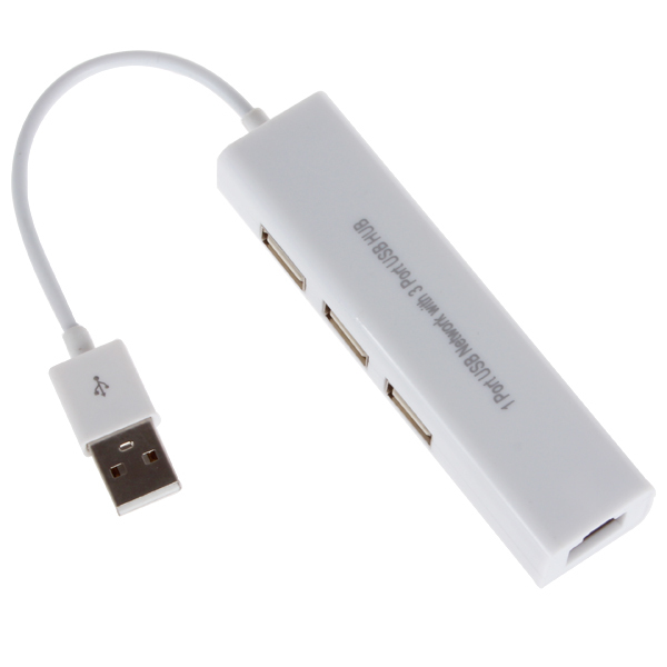 high speed 1 port usb network card usb 2.0 ethernet adapter 10/100mbps with 3 port usb hub compatible for apple mac linux me