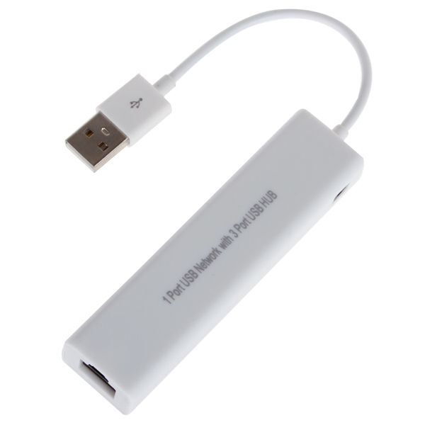 high speed 1 port usb network card usb 2.0 ethernet adapter 10/100mbps with 3 port usb hub compatible for apple mac linux me