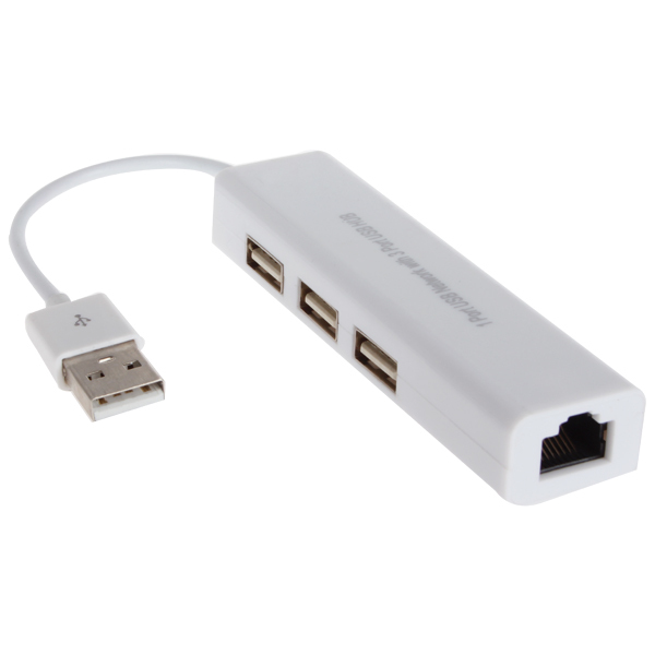 high speed 1 port usb network card usb 2.0 ethernet adapter 10/100mbps with 3 port usb hub compatible for apple mac linux me