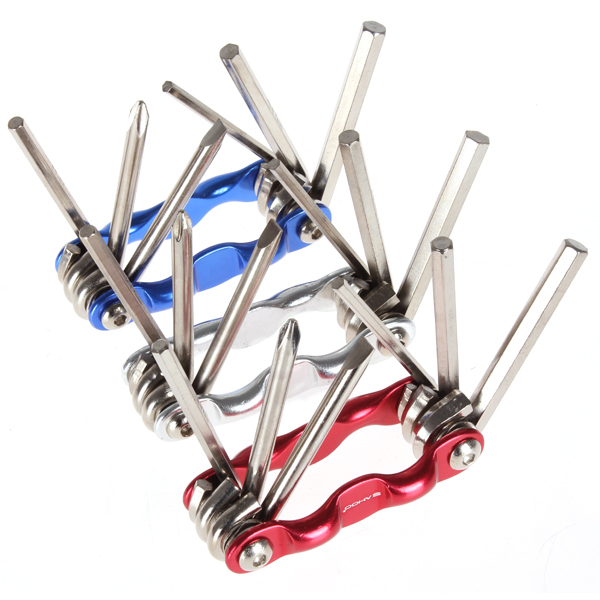 6 in 1 steel multi-function bicycle bike cycling repair tool hexagon spanners wrench + straight /cross screwdriver (3 colors) 6 in 1 steel multi-function bicycle bike cycling repair tool hexagon spanners wrench + straight /cross screwdriver (3 colors)