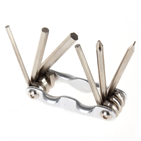6 in 1 steel multi-function bicycle bike cycling repair tool hexagon spanners wrench + straight /cross screwdriver (3 colors)
