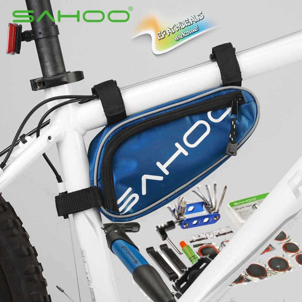 sahoo multifunctional triangle bicycle bike tool bag cycling repair tool set kit with 15pcs road mountain bike tire repair tools