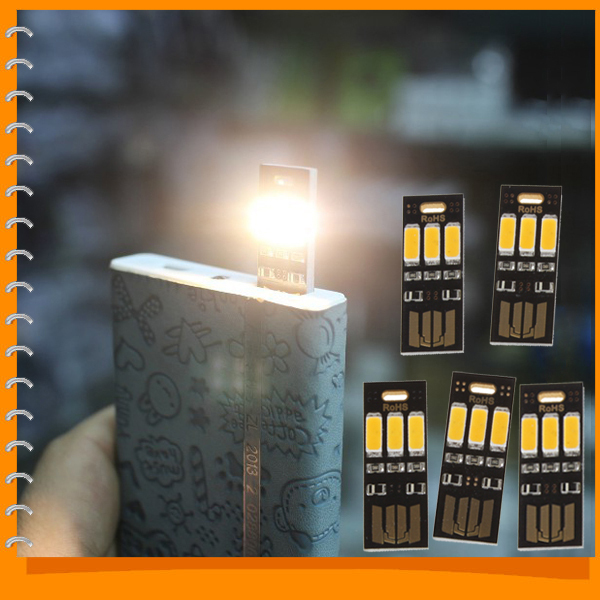 5pcs/pack! soshine portable mini usb power 3 leds night light lamp warm light universal for power bank mobile charger computer
