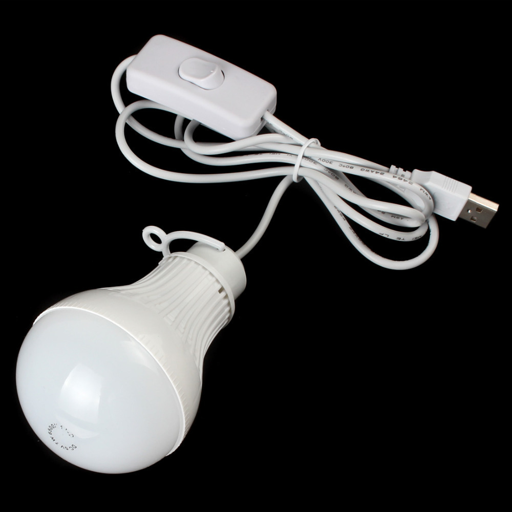 7w portable mini usb led bulb light energy saving white light led reading lamp with handle / switch