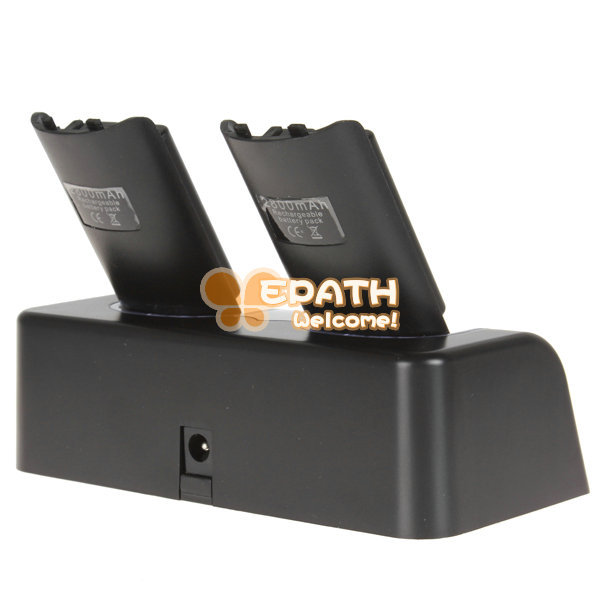convenient remote control charger station dock cradle usb with 2 dual 2800mah rechargeable battery packs for nintendo wii