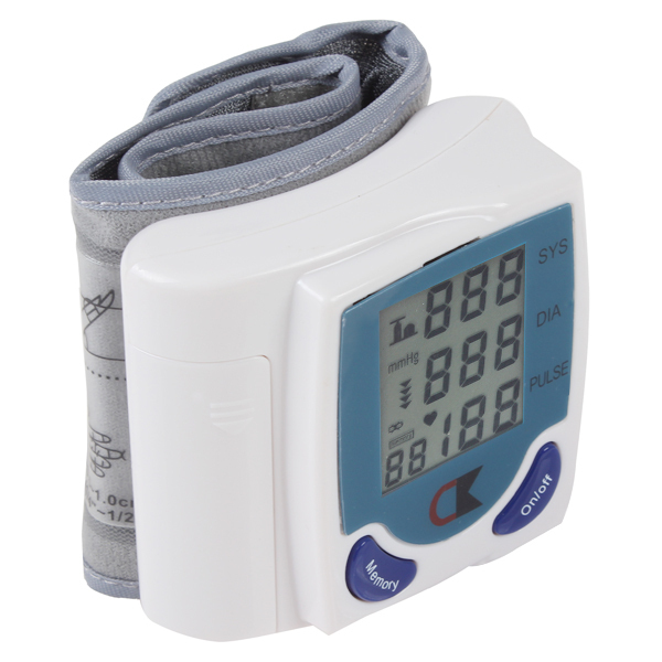 digital lcd wrist blood pressure monitor cuff electronic blood pressure meter & heart beat meter device with 60 memories