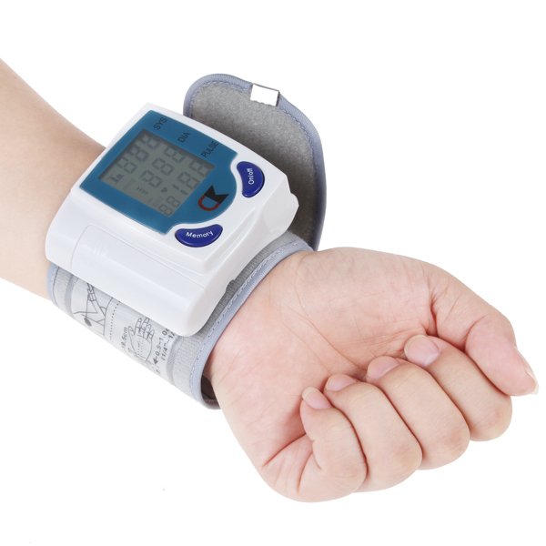 digital lcd wrist blood pressure monitor cuff electronic blood pressure meter & heart beat meter device with 60 memories