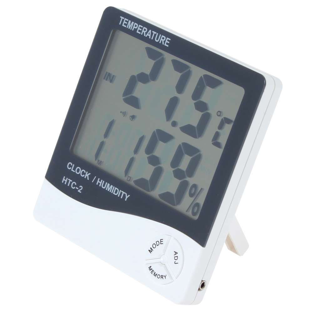 lcd digital dual sensors temperature clock humidity alarm clock support hourly / everyday alarm & calendar function