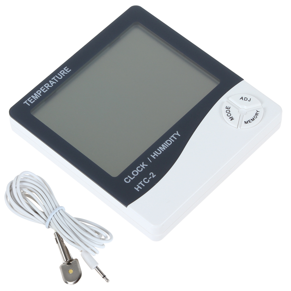 lcd digital dual sensors temperature clock humidity alarm clock support hourly / everyday alarm & calendar function