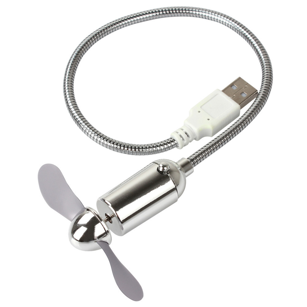 metal flexible neck portable mini usb fan pc laptop cooling fan with adjustable button / two soft plastic blades