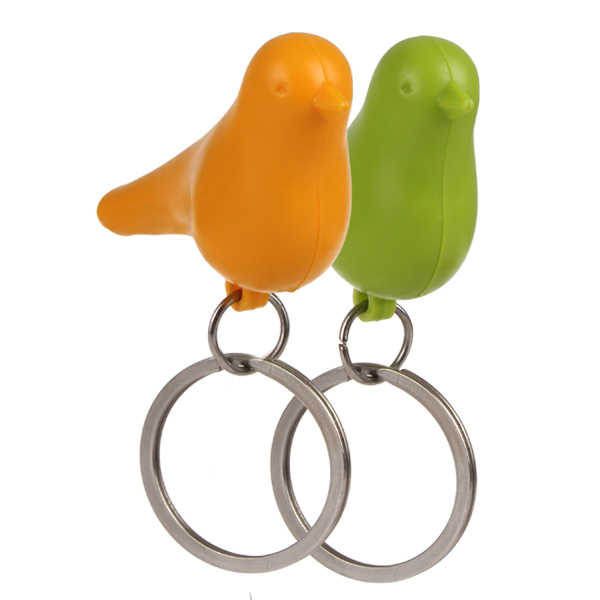 multifunctional metal couple keychain two key chain ring duo sparrow keychain with whistle birdhouse holder for the lovers girls