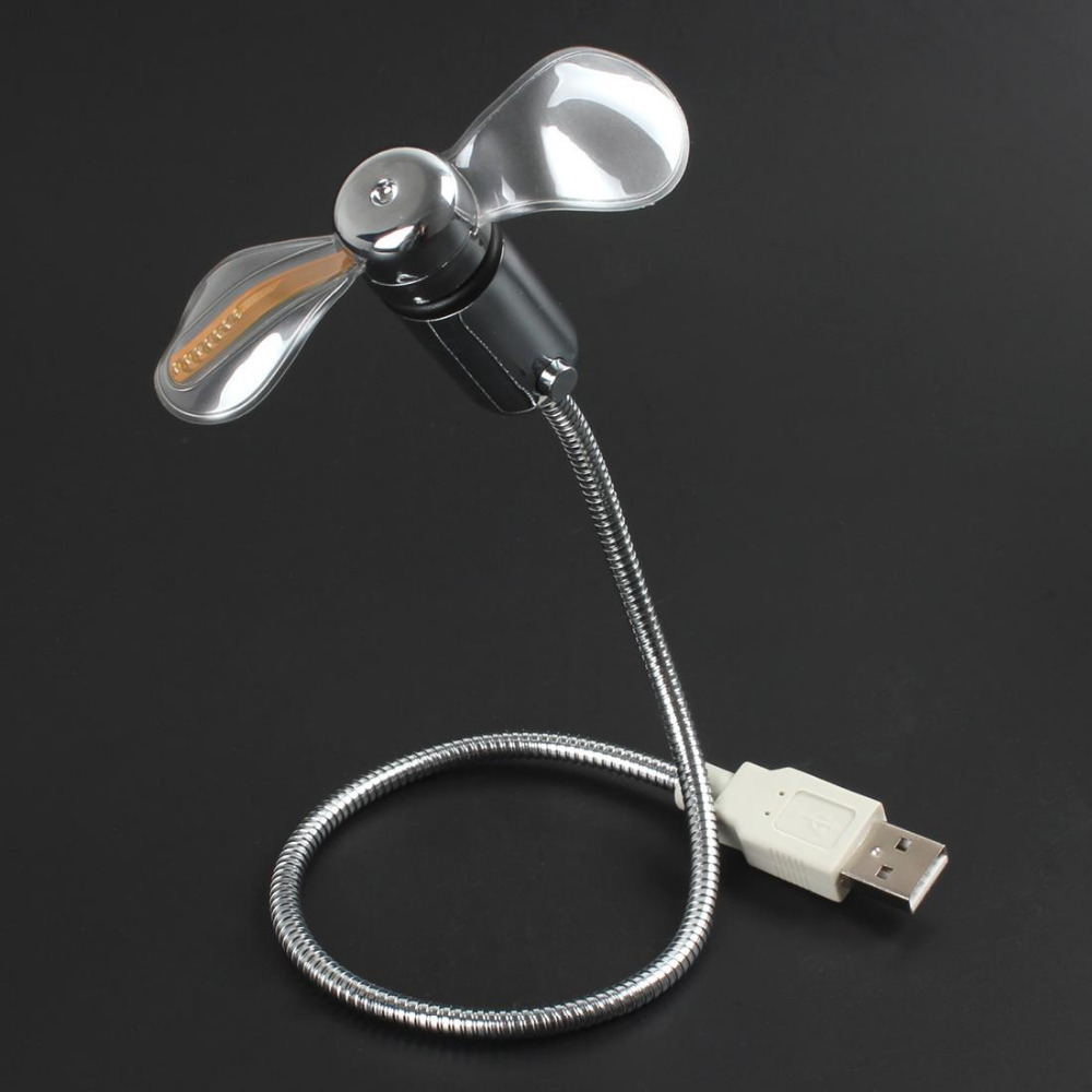 portable mini usb fan flexible gooseneck led light flashing message usb gadget cooling fan for pc notebook laptop
