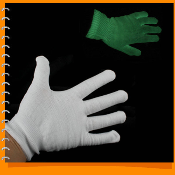 practical fun green fluorescent light gloves luminous magic gloves for cosplay - no power charging with sunlight household light