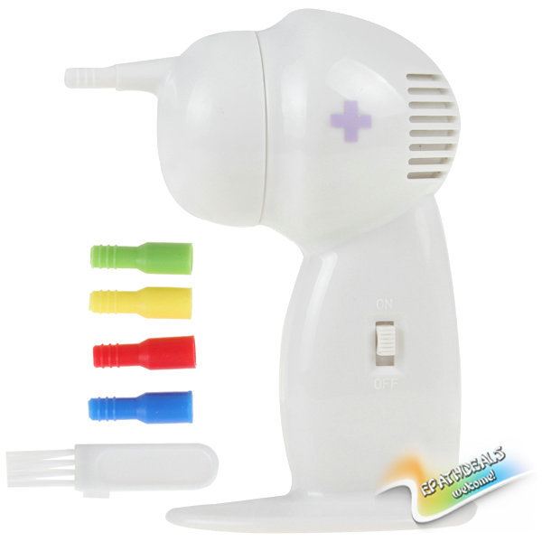 !! white painless electric vacuum ear cleaner electronic wax vac ear cleaner ear care tool with silicone nozzles & brush