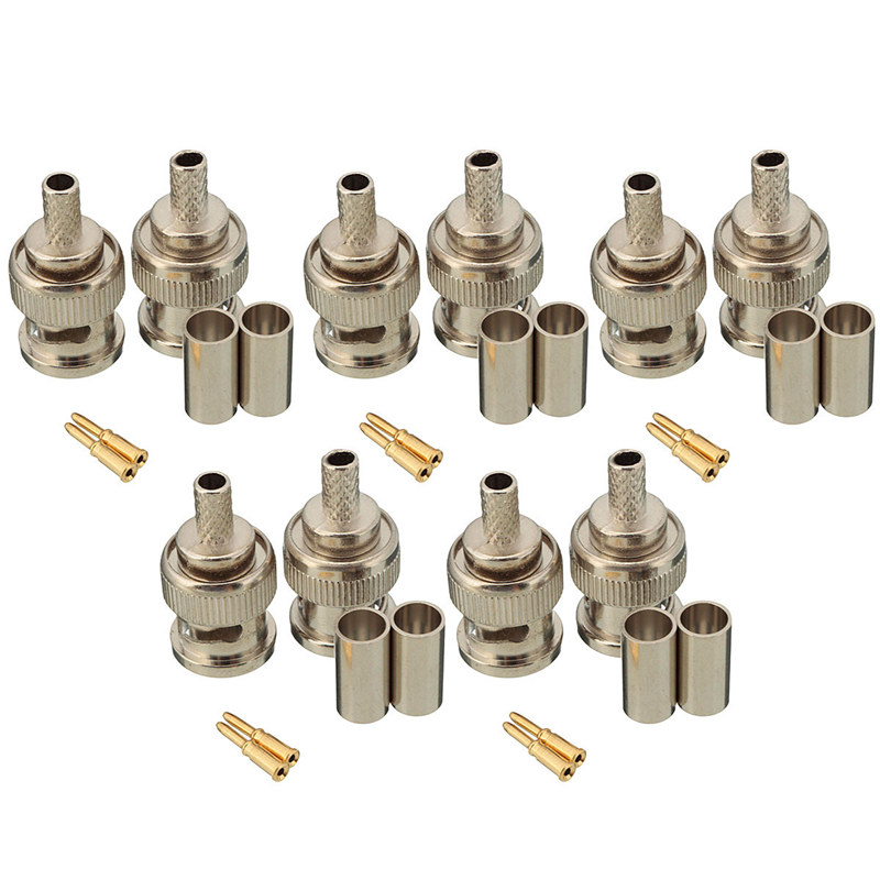 10 sets 3-piece bnc plug crimp connectors for rg58 rg-58 coax male antenna cable 10 sets 3-piece bnc plug crimp connectors for rg58 rg-58 coax male antenna cable