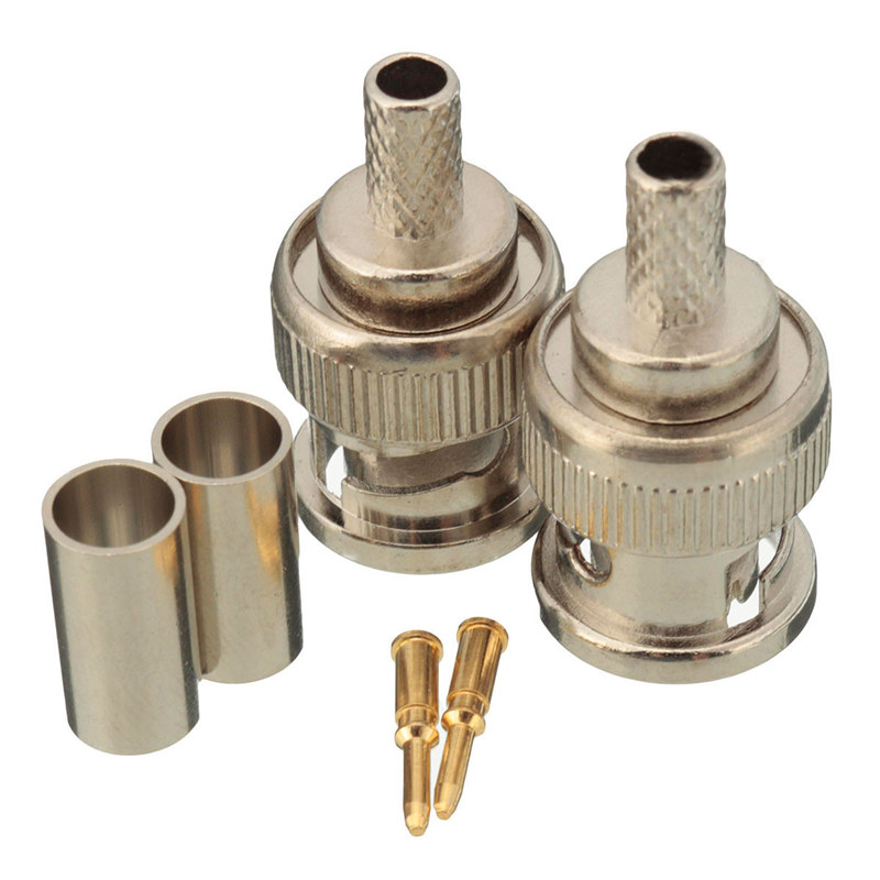10 sets 3-piece bnc plug crimp connectors for rg58 rg-58 coax male antenna cable