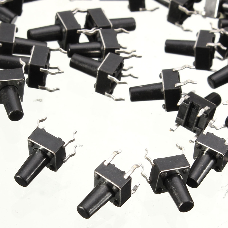 100pcs dc12v 4 pins tact tactile push button momentary switch black 6x6x10mm