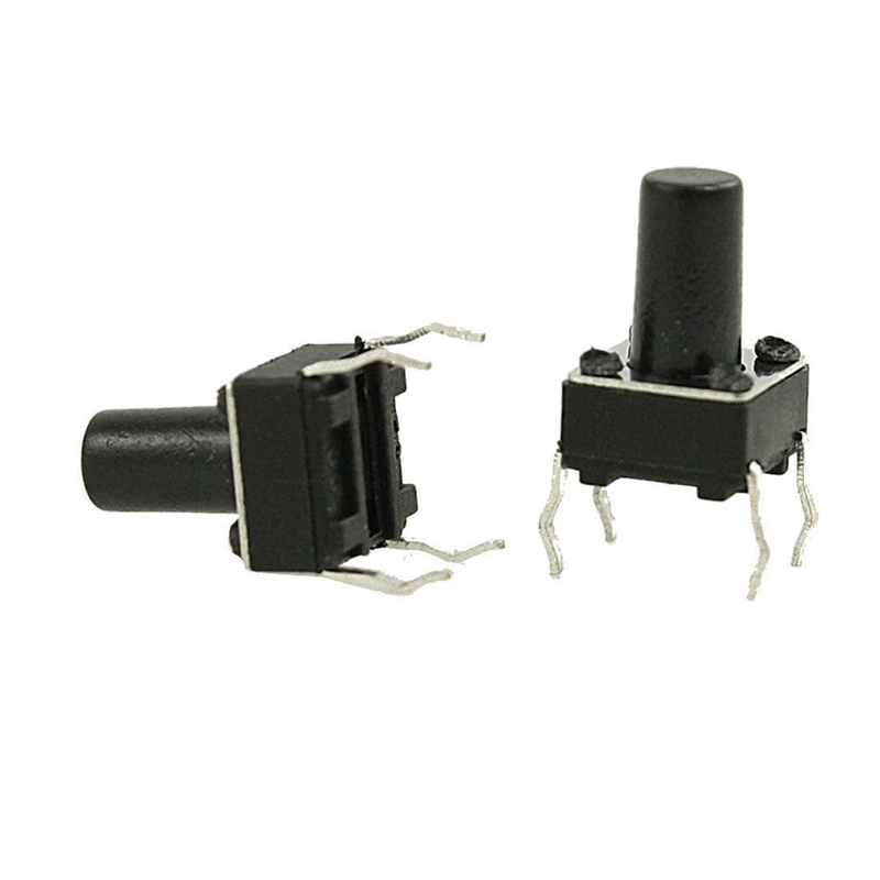 100pcs dc12v 4 pins tact tactile push button momentary switch black 6x6x10mm