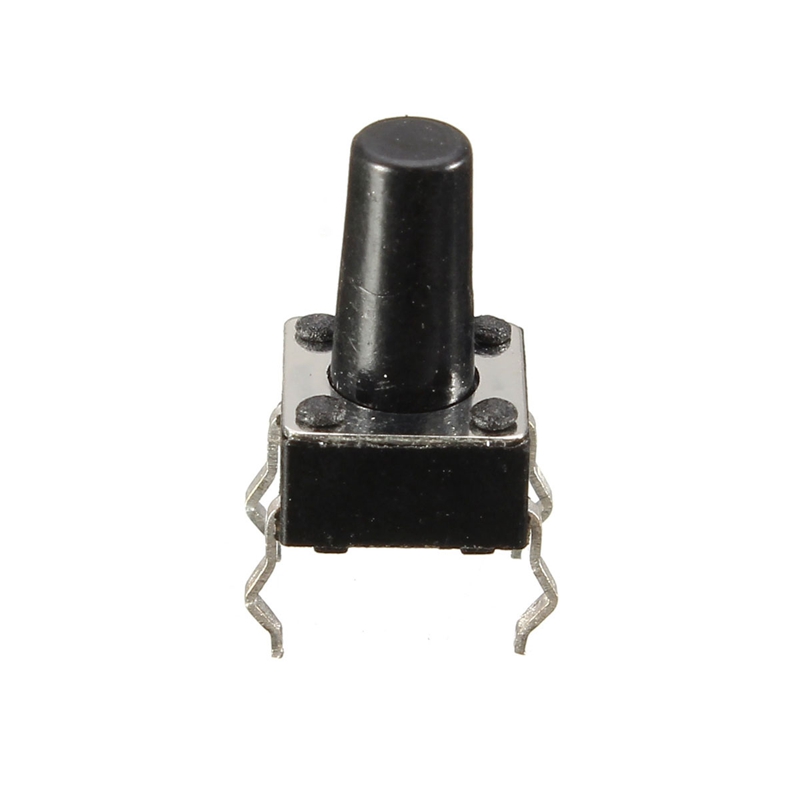 100pcs dc12v 4 pins tact tactile push button momentary switch black 6x6x10mm
