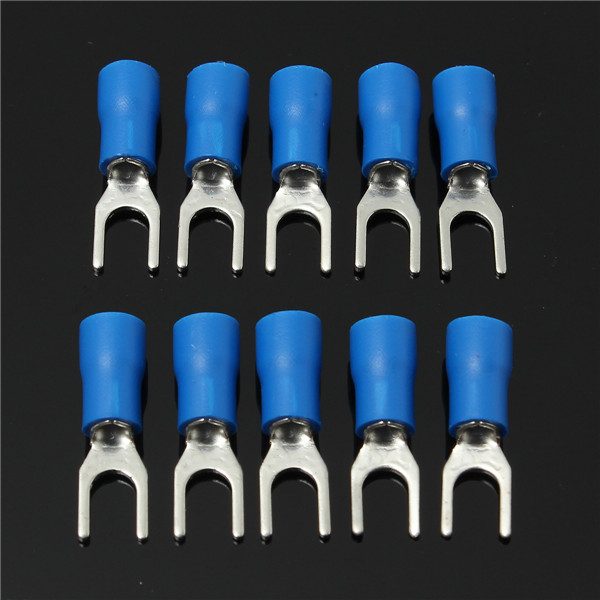 10pcs blue insulated fork wire connector electrical crimp terminal 16-14awg