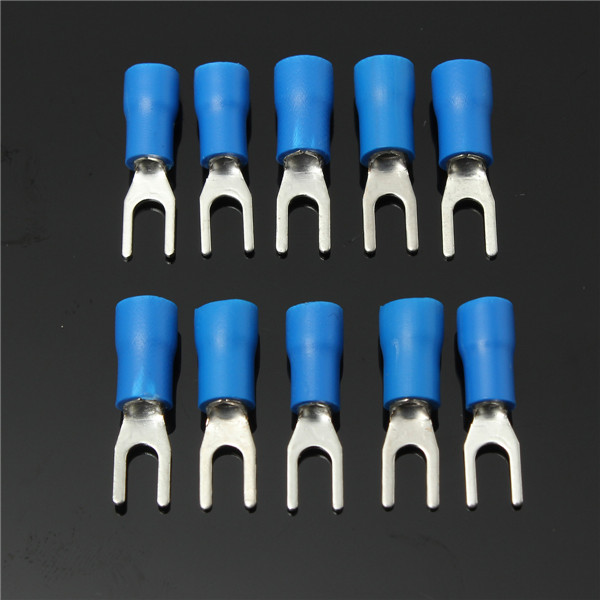 10pcs blue insulated fork wire connector electrical crimp terminal 16-14awg
