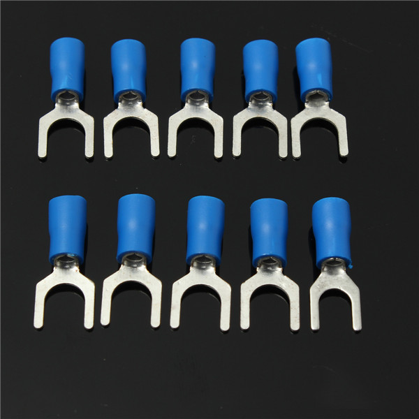 10pcs blue insulated fork wire connector electrical crimp terminal 16-14awg