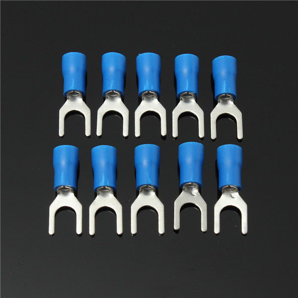 10pcs blue insulated fork wire connector electrical crimp terminal 16-14awg