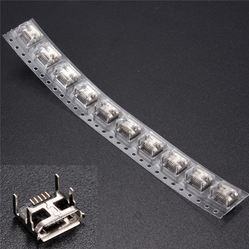 10pcs micro usb female socket 4 vertical legs fixed solder connectors 10pcs micro usb female socket 4 vertical legs fixed solder connectors