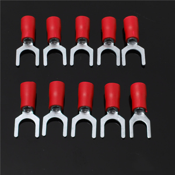 10pcs red insulated fork wire connector electrical crimp terminal 22-16awg