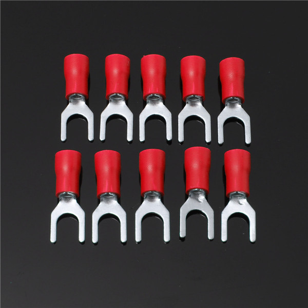 10pcs red insulated fork wire connector electrical crimp terminal 22-16awg