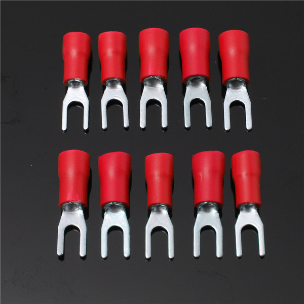 10pcs red insulated fork wire connector electrical crimp terminal 22-16awg