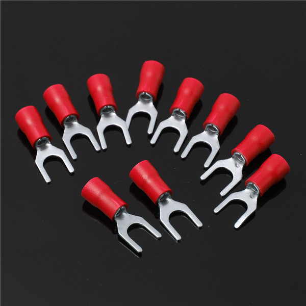 10pcs red insulated fork wire connector electrical crimp terminal 22-16awg