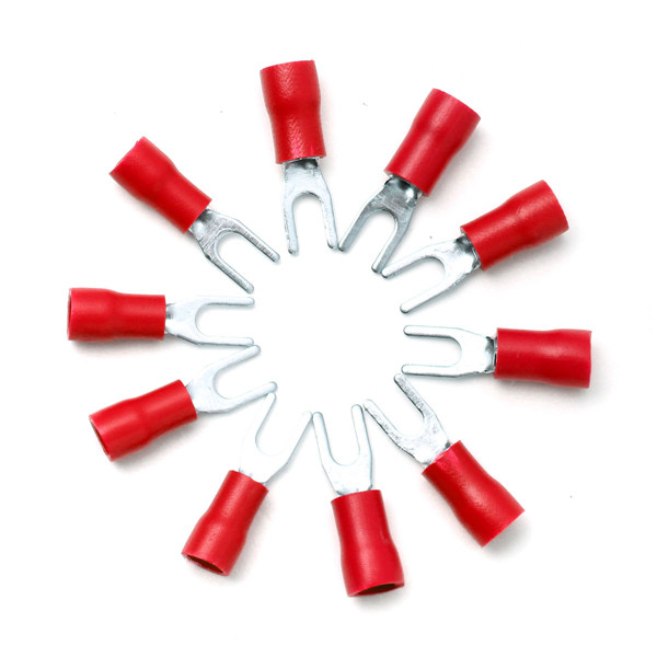 10pcs red insulated fork wire connector electrical crimp terminal 22-16awg