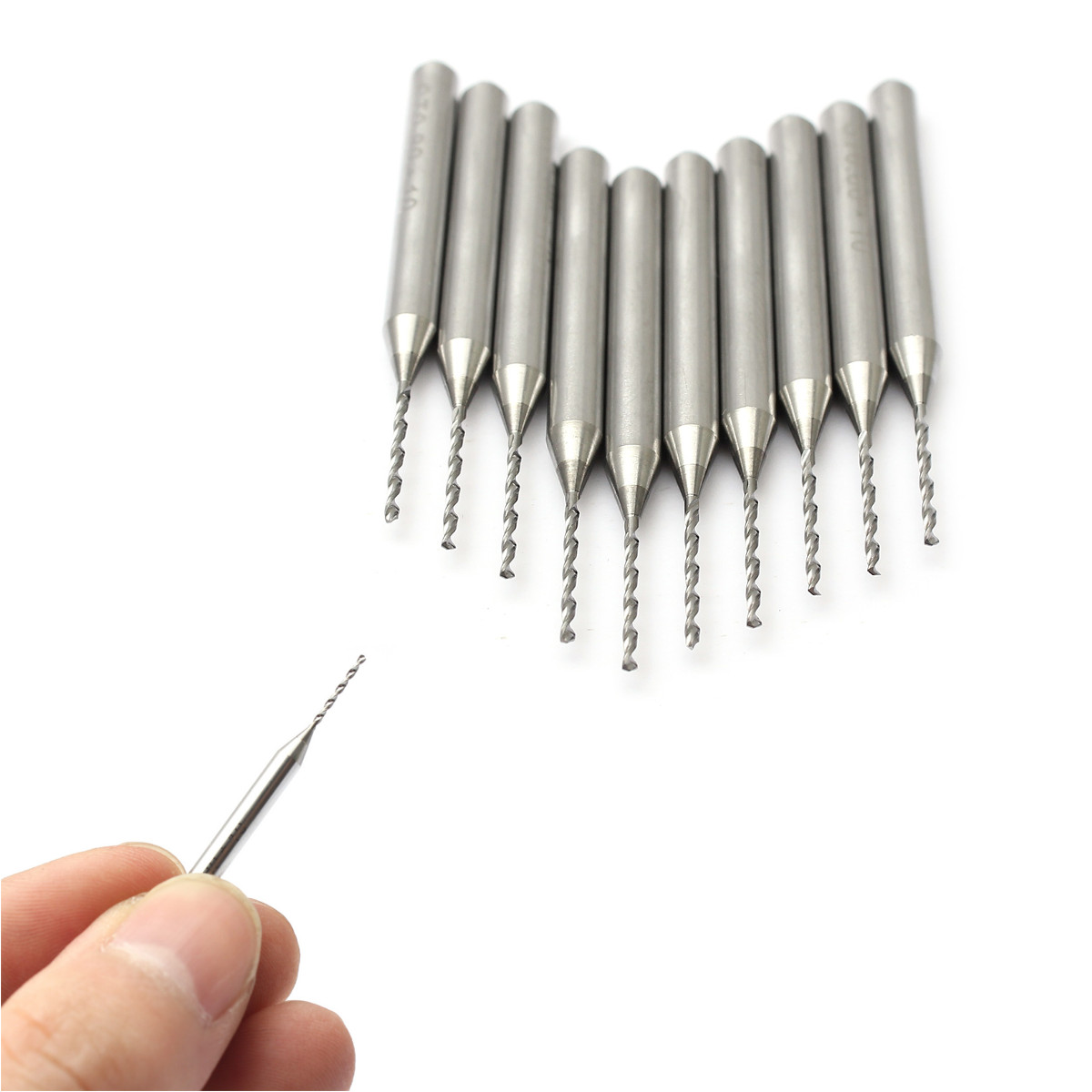 10pcs silver solid carbide cnc pcb end mill engraving bits 0.8mm cutting new 10pcs silver solid carbide cnc pcb end mill engraving bits 0.8mm cutting new