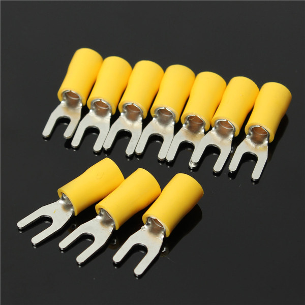 10pcs yellow insulated fork wire connector electrical crimp terminal 12-10awg