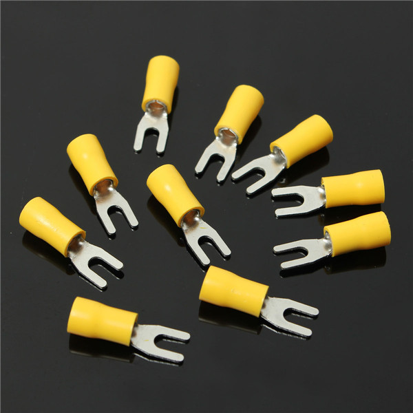 10pcs yellow insulated fork wire connector electrical crimp terminal 12-10awg