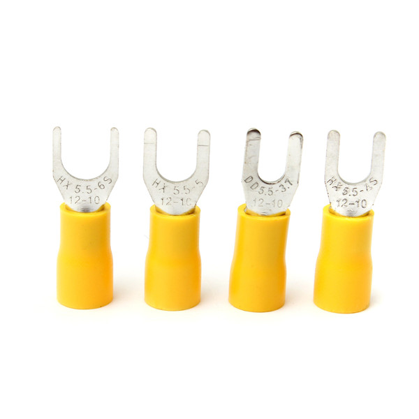 10pcs yellow insulated fork wire connector electrical crimp terminal 12-10awg
