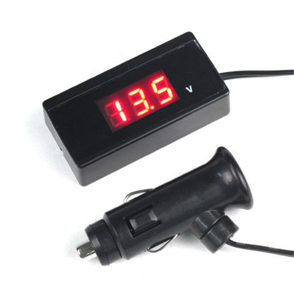 12v / 24v digital red led car auto vehicle battery voltage gauge volt meter