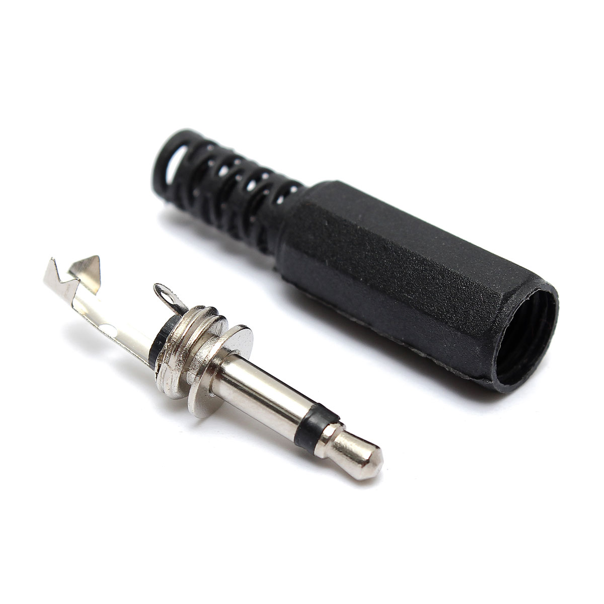 1pcs 3.5mm mono male headset plug jack audio adaptor connectors solder black