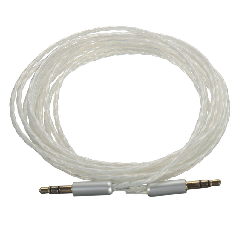 2.5m 3pole mini stereo male to male silver plated wire 3.5mm jack plug audio headphone connect car aux cable to record 2.5m 3pole mini stereo male to male silver plated wire 3.5mm jack plug audio headphone connect car aux cable to record