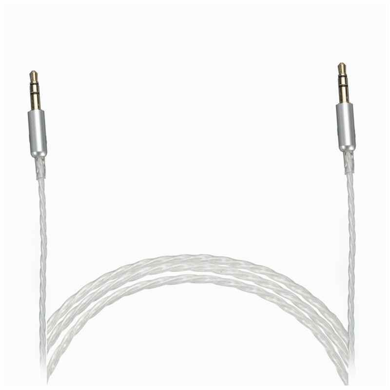 2.5m 3pole mini stereo male to male silver plated wire 3.5mm jack plug audio headphone connect car aux cable to record