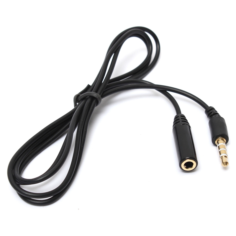 2015 4-pole 3ring trrs 3.5mm (1/8") male to female av extension cable 3ft/1m black color promotion !