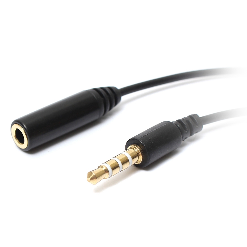 2015 4-pole 3ring trrs 3.5mm (1/8") male to female av extension cable 3ft/1m black color promotion !