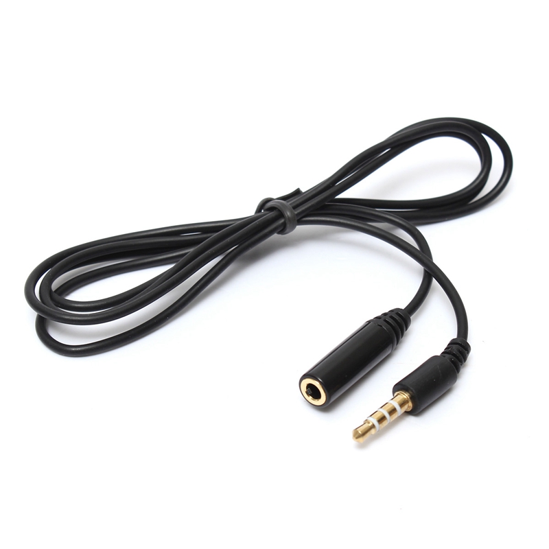 2015 4-pole 3ring trrs 3.5mm (1/8") male to female av extension cable 3ft/1m black color promotion !