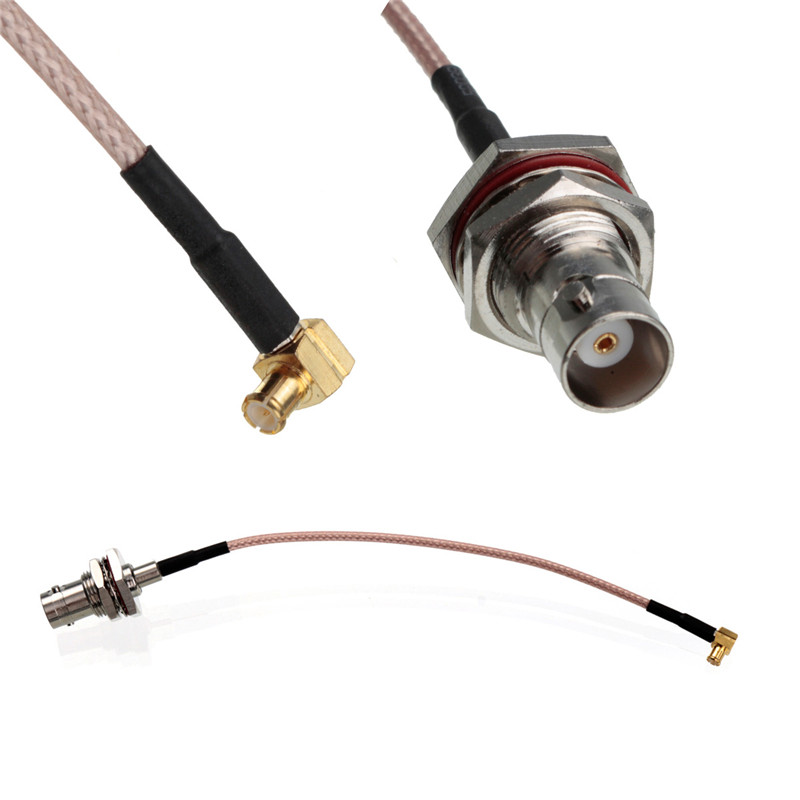 2015 5pcs cable bnc female bulkhead jack to mcx male plug right angle pigtail cable rg316