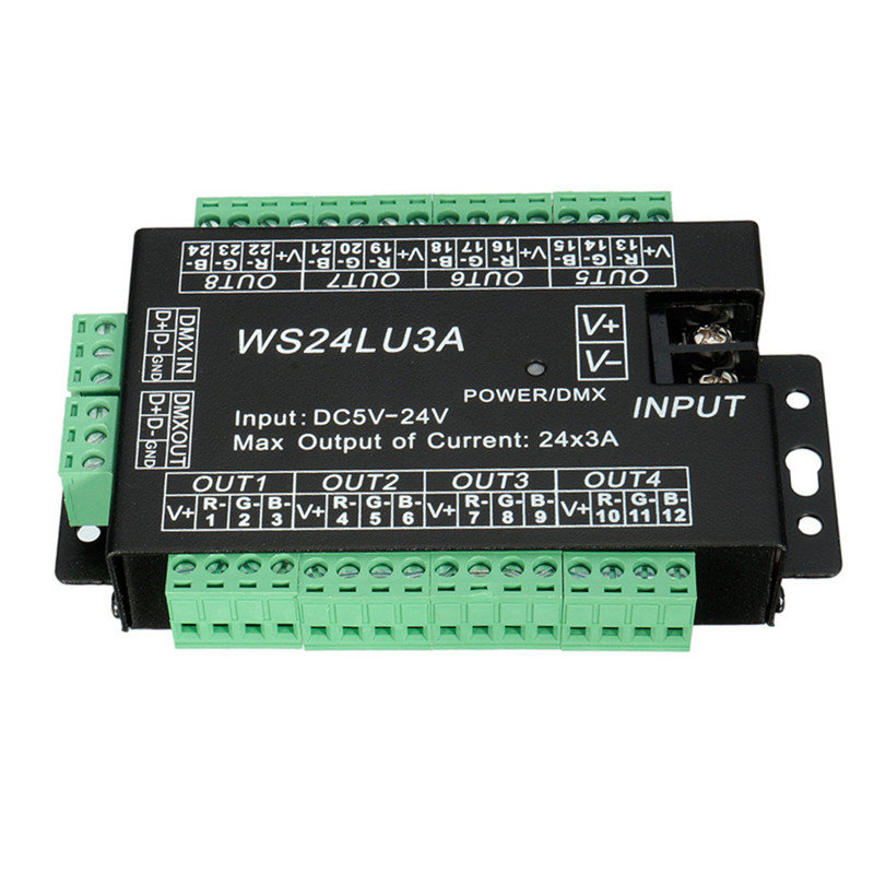 2015 brand new high standard high power 24 channel 3a/ch dmx512 controller led decoder dimmer controller