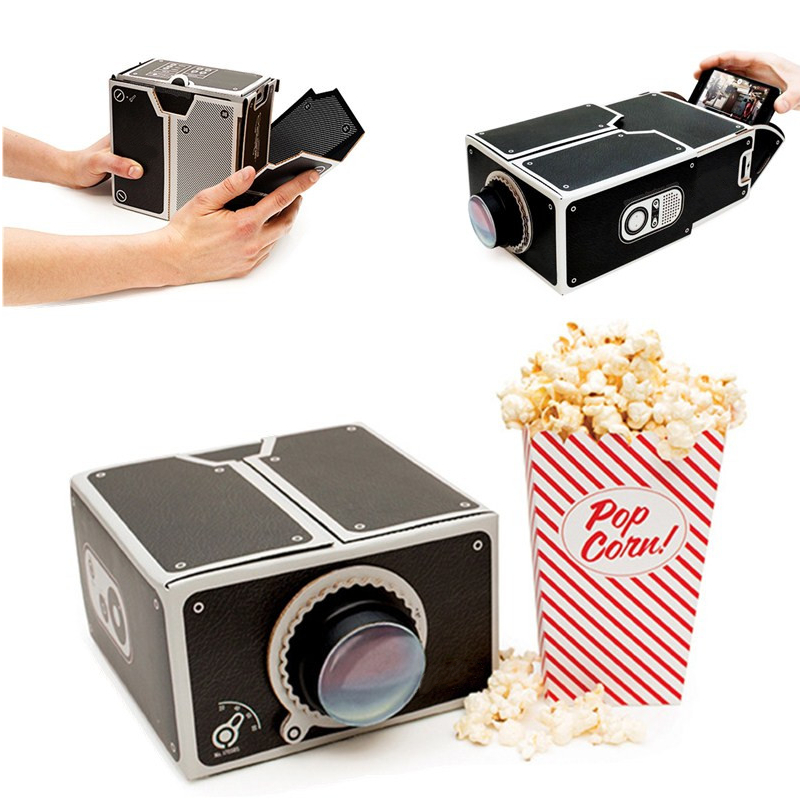 2015 new arrival 8x zoom portable diy cardboard smartphone mobile phone projector cinema toy gift