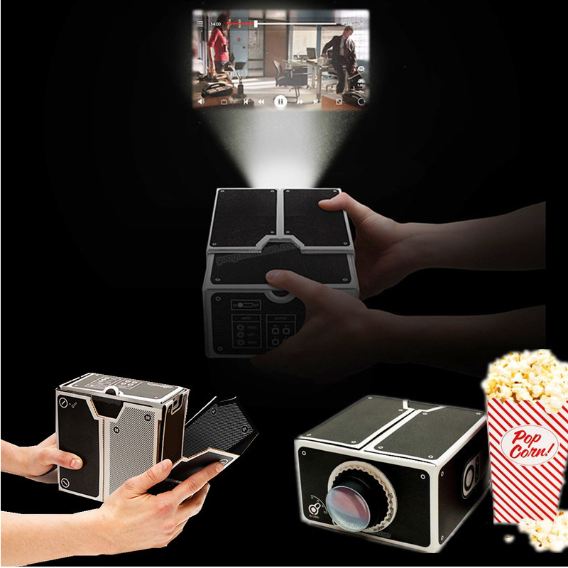2015 new arrival 8x zoom portable diy cardboard smartphone mobile phone projector cinema toy gift